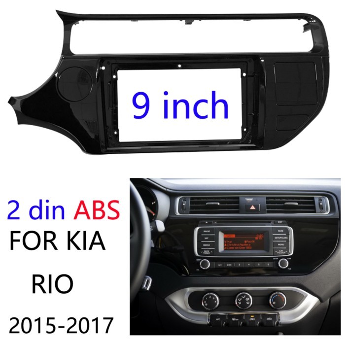 2Din 1Din Car CD DVD Frame Audio Fitting Adaptor Dash Trim Kits Facia Panel 9inch For Kia Rio 2015