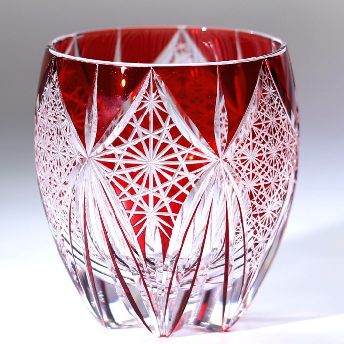 Japanese Edo Kiriko Hand Engraved Whiskey Crystal Cup Wine Glass Gift