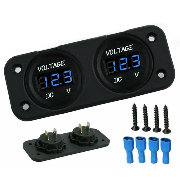 DC 12V/24V Digital Voltmeter Waterproof Car Dual Battery LED Digital Volt Meter Boat Voltage Marine