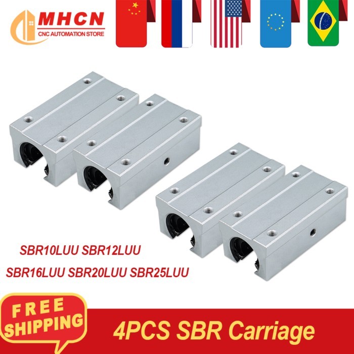 SBR10LUU SBR12LUU SBR16LUU SBR20LUU SBR25LUU 4 pcs / Lot Linear Carriage Linear Guide Bearing Exten