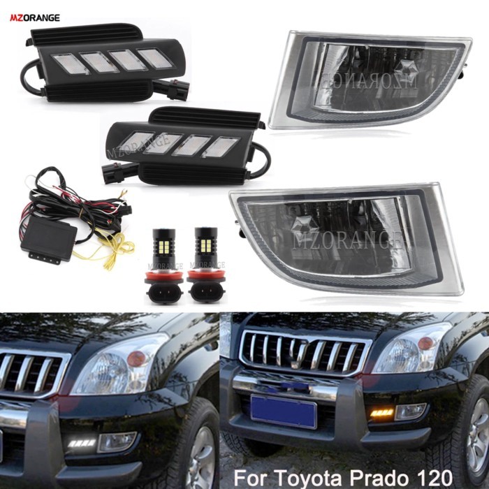 LED DRL fog lights For Toyota Prado 120 Land cruiser LC120 FJ120 2003-2009 LED Headlight Driving La