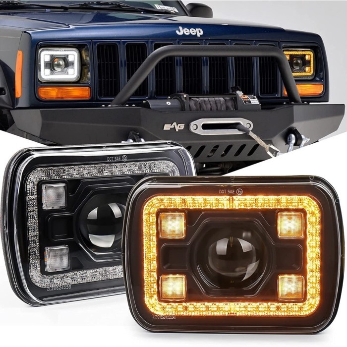 OVOVS High Quality Rectangular 7x6 Projector 5X7 Square Led Headlight For Jeep Wrangler XJ YJ