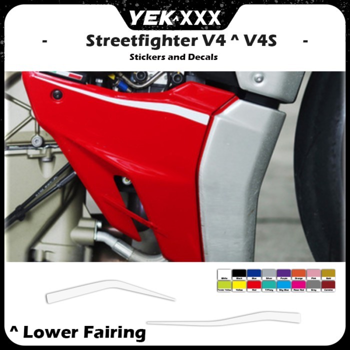 For Ducati Streetfighter V4/V4S/V4SP Lower Fairing Decals  Pull Flower Design in White Matt Gold Ca