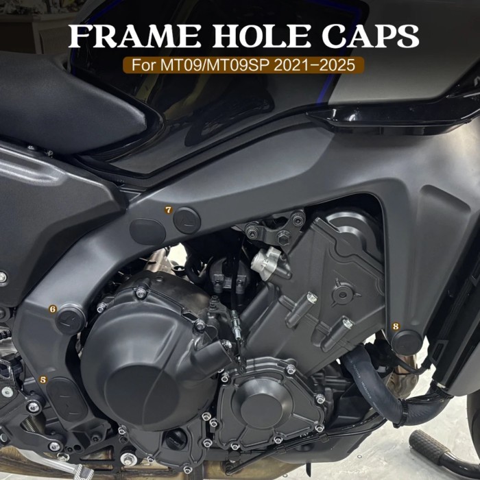 MT09 Frame caps For YAMAHA MT09 （2021-2025 ）MT09 SP（2021- 2025）Motorcycle Frame Hole Caps Cover Plu