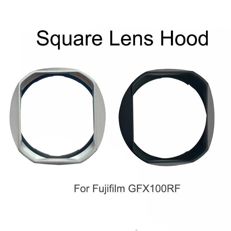 สําหรับ Fujifilm GFX100RF Bayonet Metal Square Lens Hood Lens Shade พร้อมหมวกโลหะฟรีสีดําและสีเงินสํ