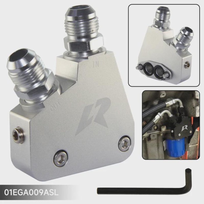 LR Oil Cooler Adapter For Corvette C5 C6 C7 LS1 LS2 LS3 LS6 LS7 GM CK 99-07 BK  Black/Silver
