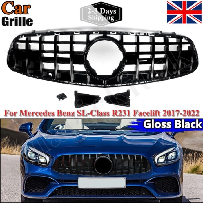 Front Bumper Grille Grill GTR GT For Mercedes Benz R231 SL550 SL63 2017-2022 LCI