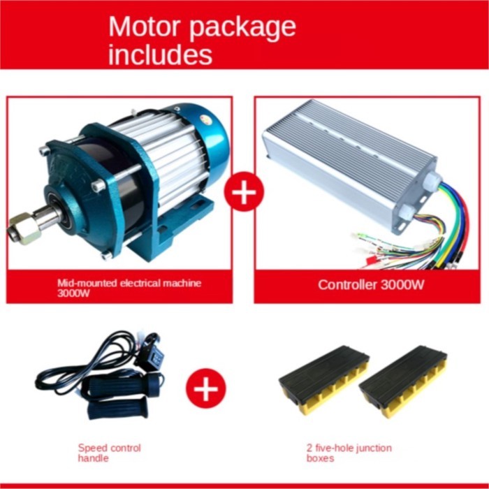 48V 60V 72V 3000W DC high-power deceleration brushless mid-mounted motor electric tricycle battery