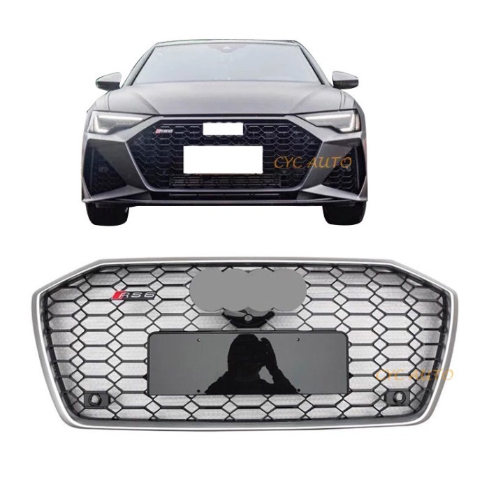 RS6 bumper grille for Audi A6 modify RS6 radiator chrome black grille 2019 2020