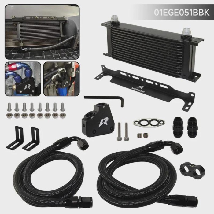 Black 15/16 Row Engine Oil Cooler w/ Bracket Kit AN10 For GM Chevrolet Corvette Camaro C5 C6 LS1 LS