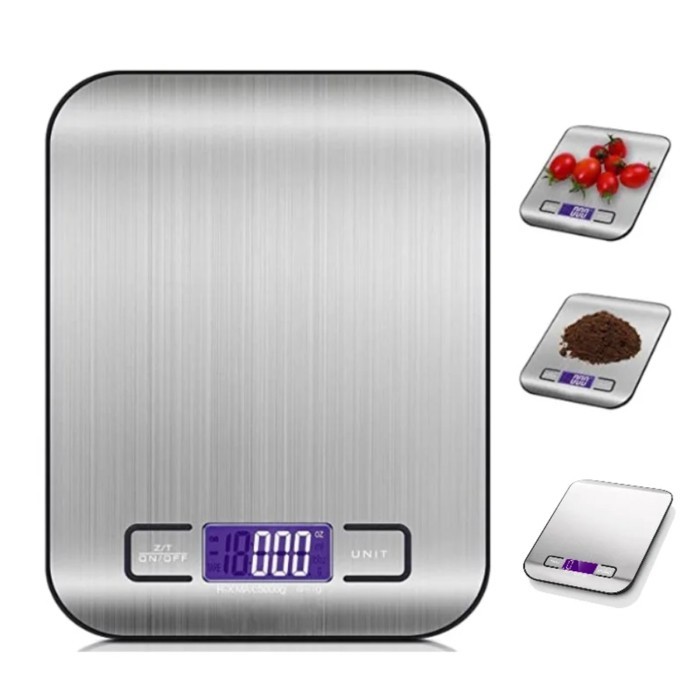 New 5kg/1g Portable Kitchen Scale Coffee Electronic Scale Stainless Steel Surface LCD Backlit Kitch