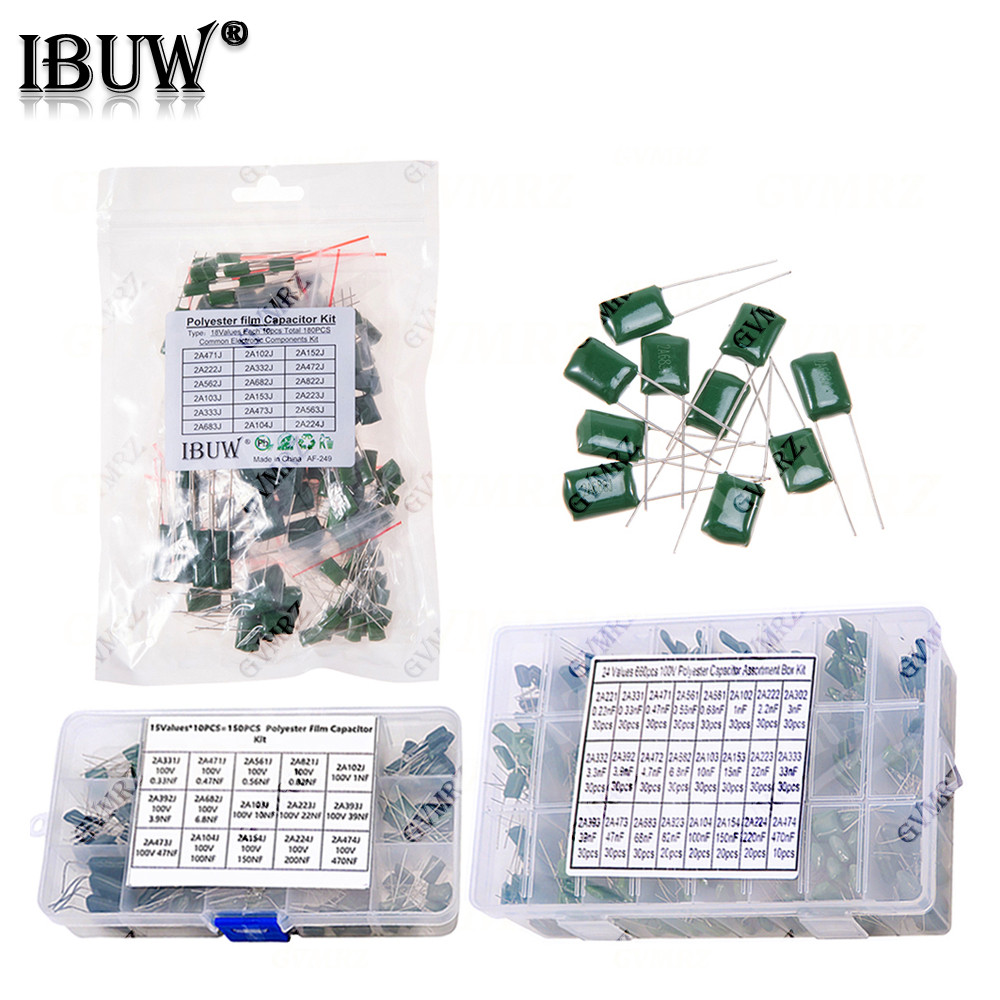 ตัวเก็บประจุฟิล์มโพลีเอสเตอร์ชุด 330PF 470PF 560PF 102 222 472 103 223 333 473 104 1NF 2.2NF 10NF 22