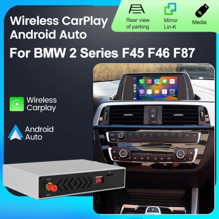 NaviFly OEM Screen Upgrade Wireless+Wired CarPlay Android Auto Box BMW 2 Series F45 F46 F87 NBT EVO