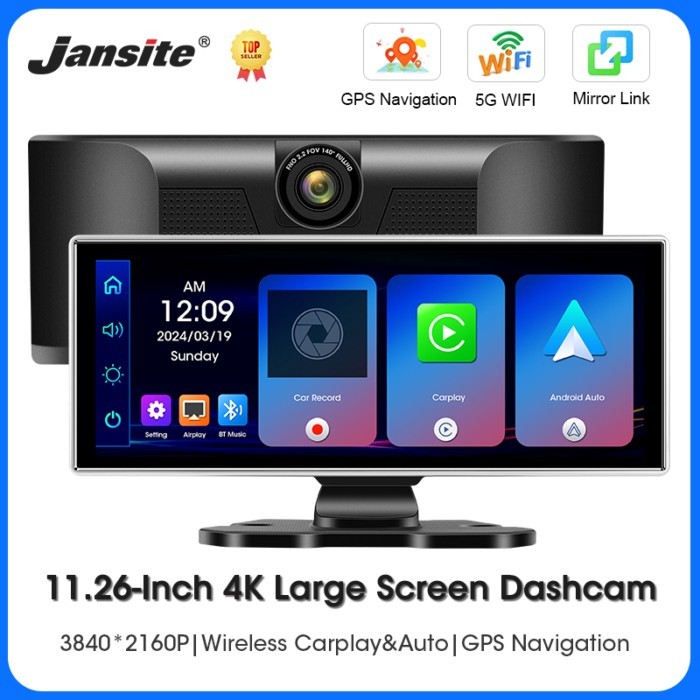 New 11.26 Inch 4K Dash Cam Car DVR Wireless CarPlay Android Auto Video Recorder Monitor GPS Navigat