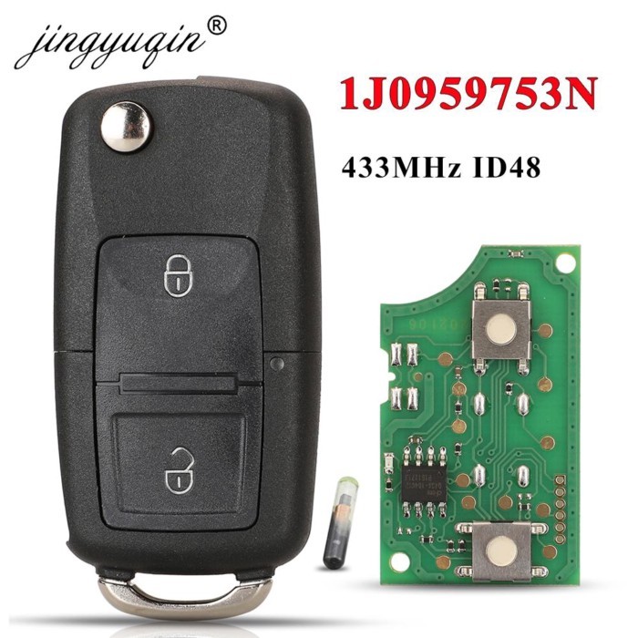 Jingyuqin 1J0959753N Remote Car Key 433Mhz ID48 For VOLKSWAGEN VW Beetle Bora Golf SEAT Toledo SKOD