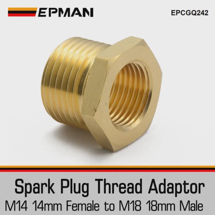 EPMAN Spark Plug Thread Adaptors 18mm down to 14mm Brass Adapter (M14 & M18) EPCGQ242