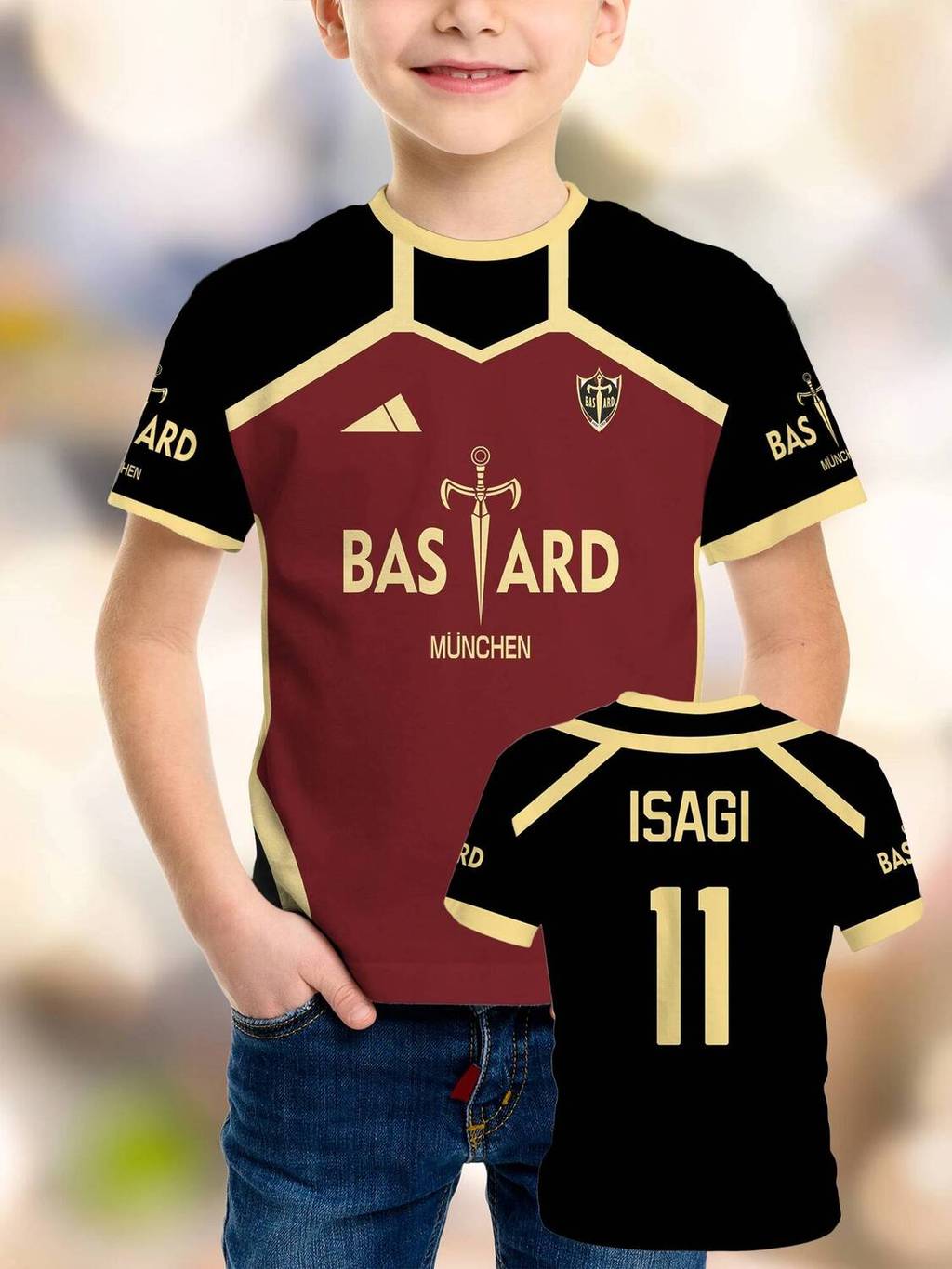 2026 Jersey Futsal รูปแบบ Vl Replika Blue Lock อะนิเมะ Bastard Munich Tees ฤดูร้อนเด็กเสื้อยืดลําลอง