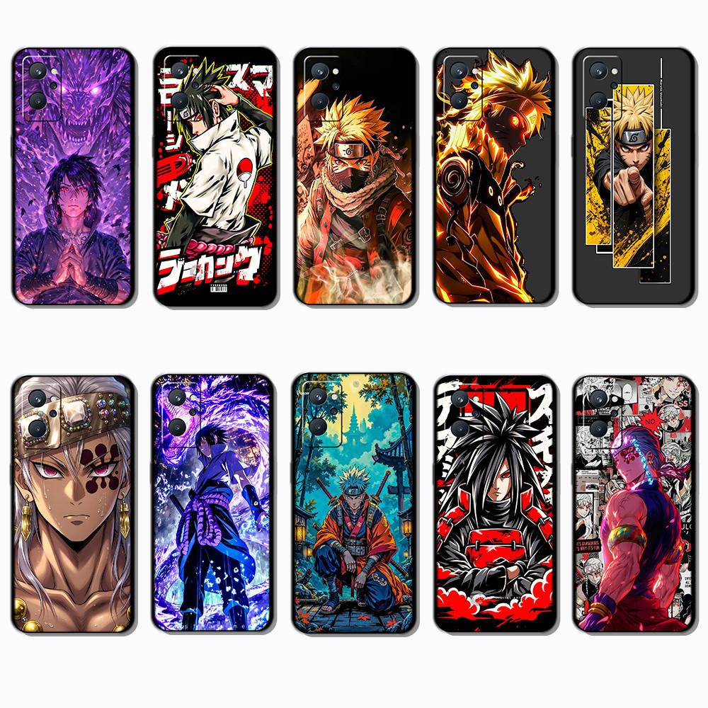 สําหรับRealme 9 Pro Plus 9i 4G 12 Lite 12X 12 + 13 NARUTOขอบสีดําครอบคลุมเต็มรูปแบบTPUเคสโทรศัพท์ | 