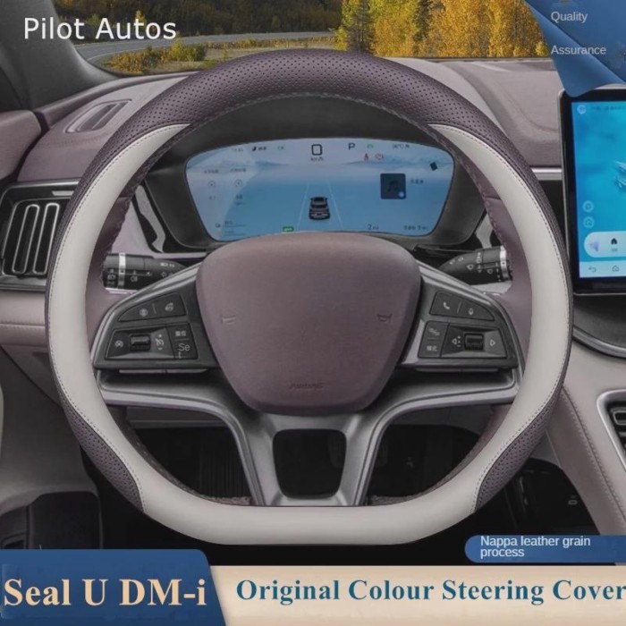 Original Colour For BYD Seal U DMi Car Steering Wheel Cover Sealion 6 Dmi Interior Genuine Leather