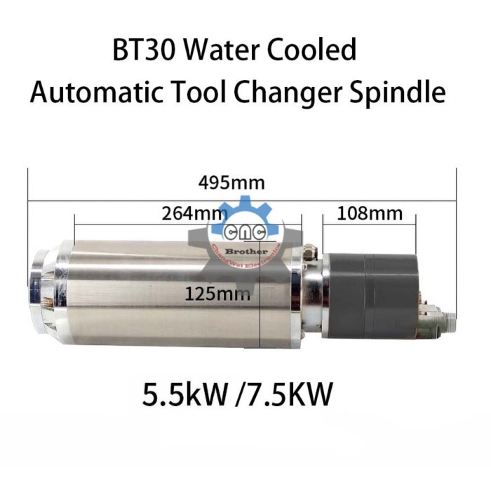 7.5KW 5.5KW BT30 water-cooled precision carving electric spindle supports automatic tool change 220