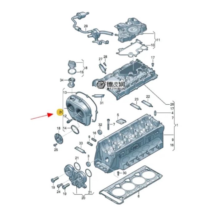 EA888 Timing Chain Cover Gasket  For VW B8L Golf 7 G.TI Tiguan