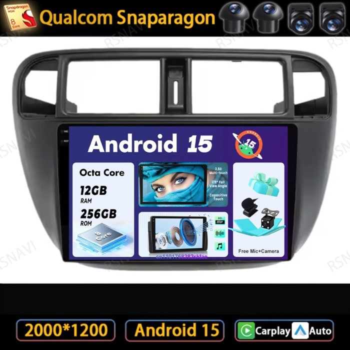 Android 15 Car Radio For Honda Civic (EJ/EK/EM) 1995 - 2000 2001 5G WIFI Navigation Wireless AI Voi