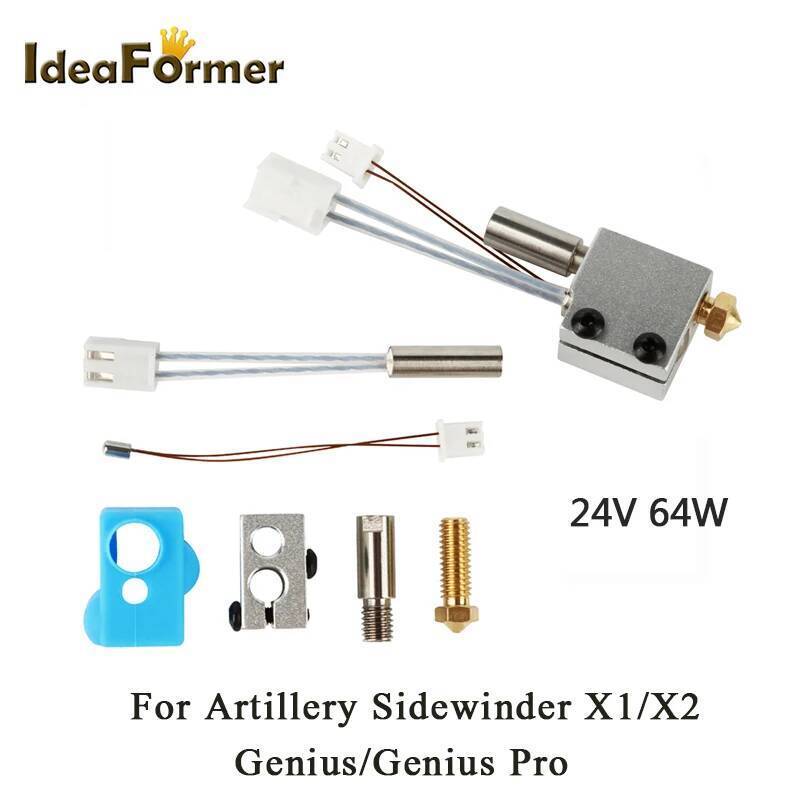 3D เครื่องพิมพ์ Hotend 24V 64W ประกอบชุด J-Head 0.4 มม.หัวฉีด 1.75 มม.สําหรับ Artillery Sidewinder X