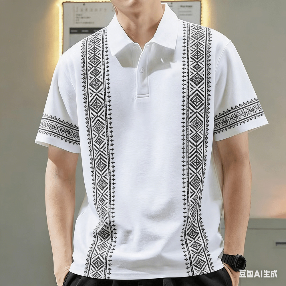 เสื้อโปโลย้อนยุคสำหรับผู้ชาย ดีไซน์พื้นบ้าน สวมใส่สบาย เสริมความโดดเด่นให้ตู้เสื้อผ้าฤดูร้อนของคุณ
