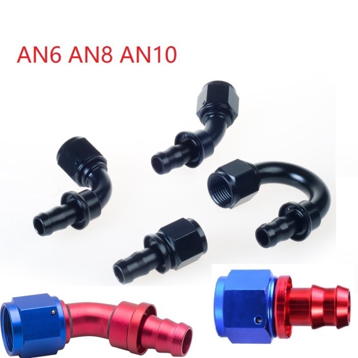 AN6 AN8 AN10 90 45 120 180 Degree Aluminum Alloy Push On Oil Fuel Gas Line Hose Pipe End AN Fitting