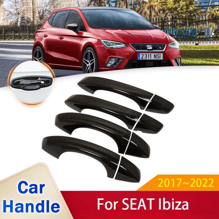 for SEAT Ibiza MK5 6F KJ1 2017~2022 Gloss Black Door Handle Cover Trim Styling Stickers Car Exterio