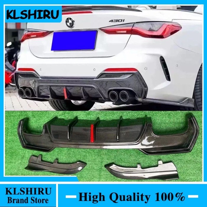 New G22 G23 3pcs Carbon Fiber Rear Diffuser Bumper LED Splitter Spoiler For BMW 4 Series G22 G23 M4