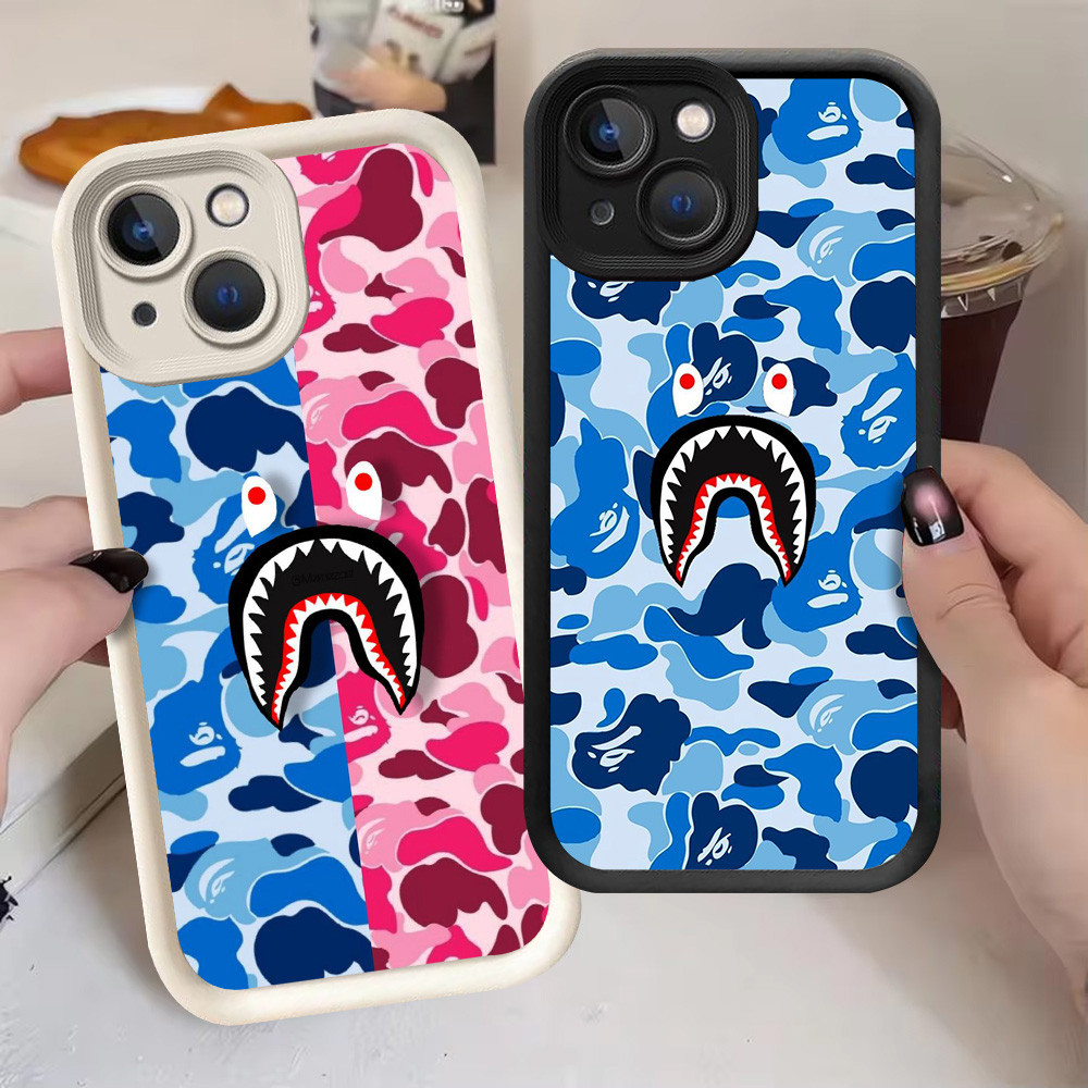 G-39 bape Casing สําหรับ iPhone 8 7 13 14 Pro Max Plus สีดําและสีขาว