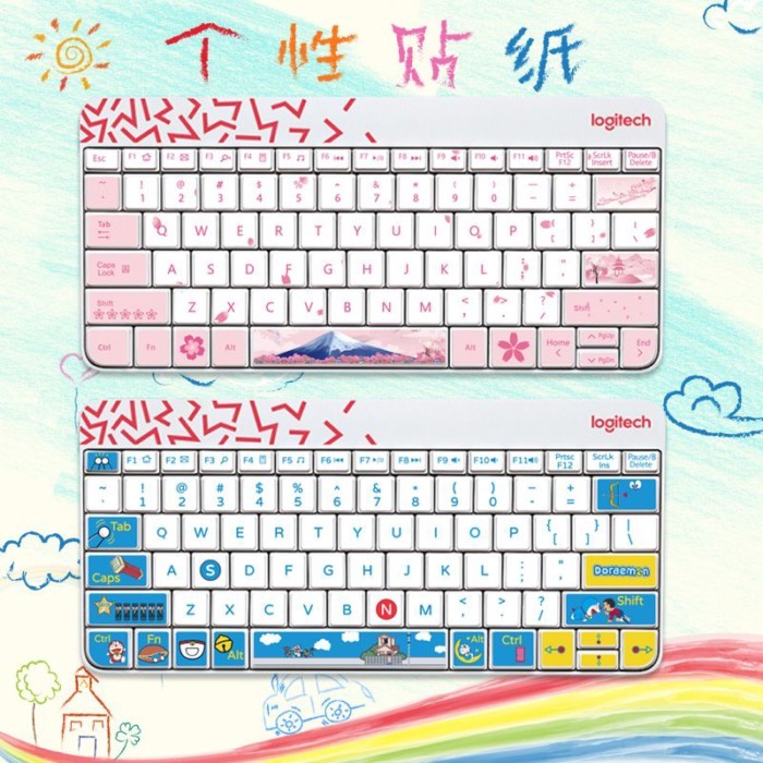 ((สติ๊กเกอร์คีย์บอร์ด) Logitech MK240 MK245 ฟิล์มปุ่มนาโน การ์ตูนน่ารัก คอมพิวเตอร์