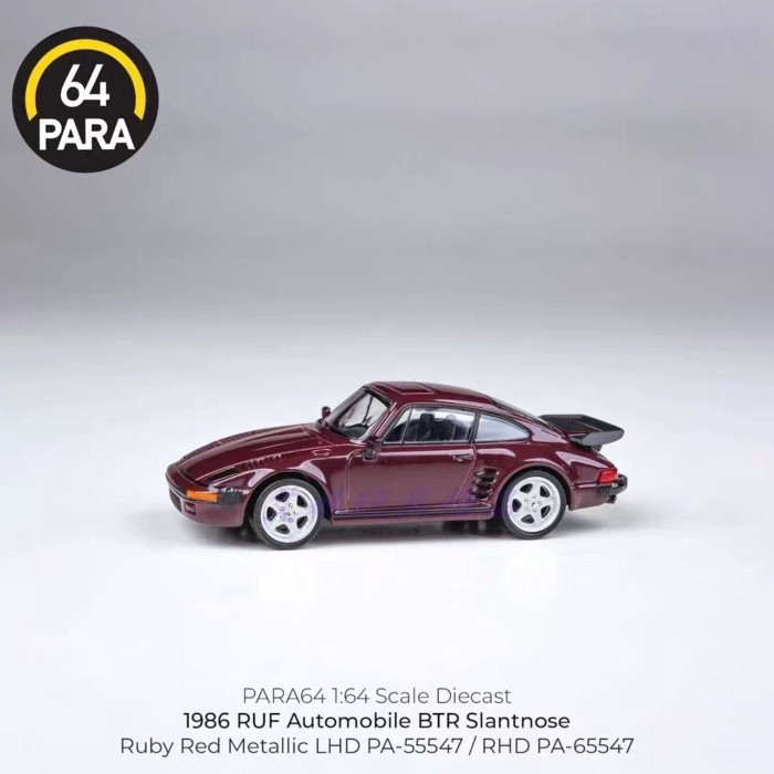 PARA64 1/64 86 Porsche RUF BTR Slantose Ruby Alloy Model