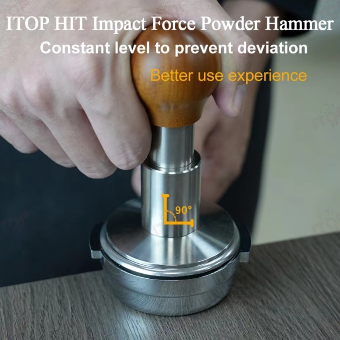 ITOP HIT Impact Force Powder Hammer 51/53/58mm Adjustable Pressure Force Tamper Stainless Steel Cof