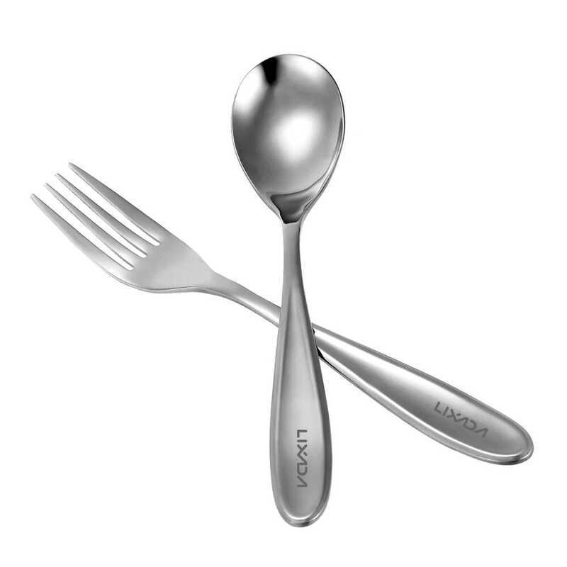 C / Lixada Titanium Spoon Fork Camping Cutlery Set Lightweight Titanium T Dinner Fork Spoon Home Ou