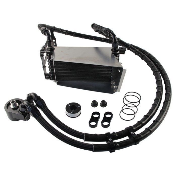 Oil Filter Sandwich Plates Kit 10AN 10 Rows Oil Cooler Kit w/80 Deg Thermostat Adapter For Toyota G