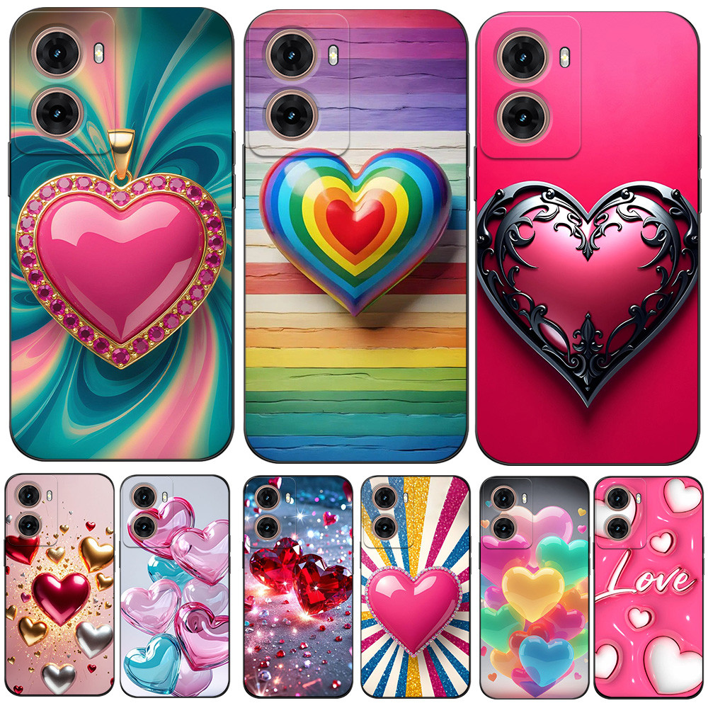 เคสสําหรับ Motorola MOTO G06 4G เคสซิลิโคนอ่อนนุ่มฝาครอบโทรศัพท์สีดํา Tpu 3D หัวใจความงาม