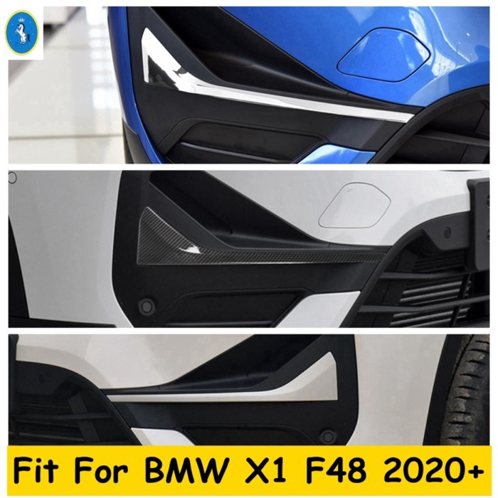 Accessories Front Bumper Fog Lights Lamps Eyelid Eyebrow Strip Cover Trim For BMW X1 F48 2020 2021