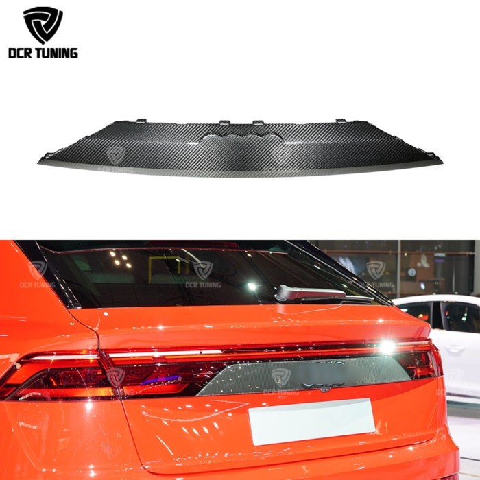 Rear Trunk Trim For Audi Q8 SQ8 RS Dry Carbon Fiber Rear Bumper Trunk Plate Trim Replacement W/O Lo