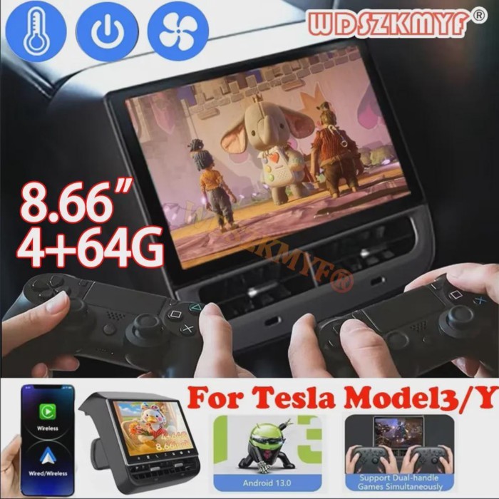 New Style Rear Display 8.66 Inches 4G WIFI Android 13 for Tesla Model Y 3 Entertainment Screen 4G+6