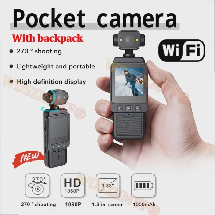 Portable MINI Vlog Camera Pocket Sports Camera with Gimbal 1080P Handheld Stabilizer Body Camera Ch