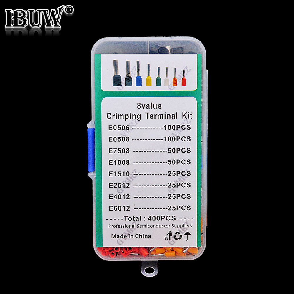 400 ชิ้น/ล็อตหลอดประเภท Terminal ชุดยุโรปประเภทหลอดประเภท Terminal ผสมชนิดบรรจุกล่องเย็นกด Terminal 