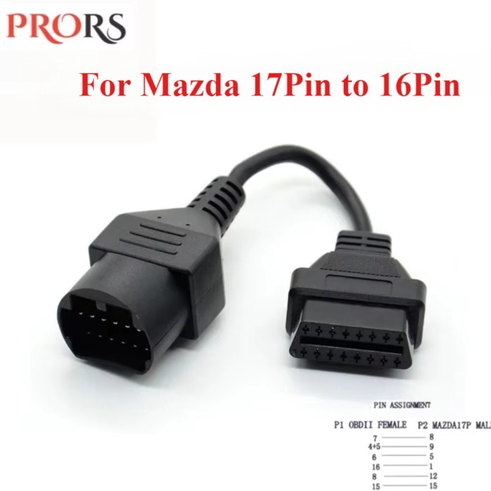 Newest for Mazda 17Pin To 16Pin OBD2 OBD II Cable Connect Adapter OBD Cable Extension Cable Scan Ca