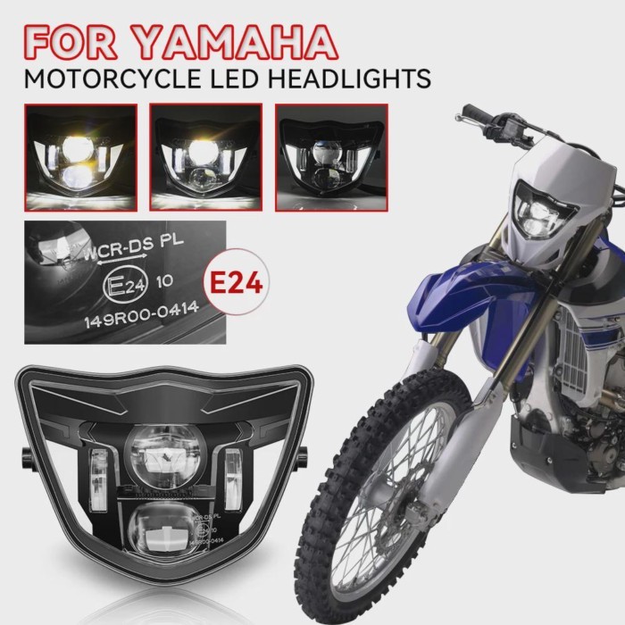 Dirtbike LED Headlight Assembly for Yamaha WR250F 2015-2024, WR450F 2016-2024 High Low Beam & DRL P