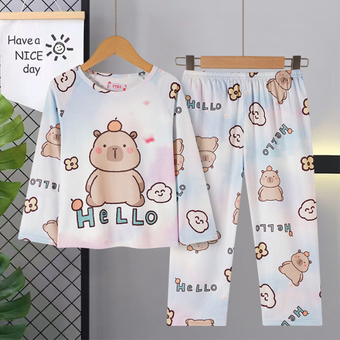 ชุดนอนแขนยาวคอกลมลายโดราเอมอน สำหรับเด็กทั้งสองเพศ อายุ 11-12 ปี คอลเลกชันใหม่ปี 2026