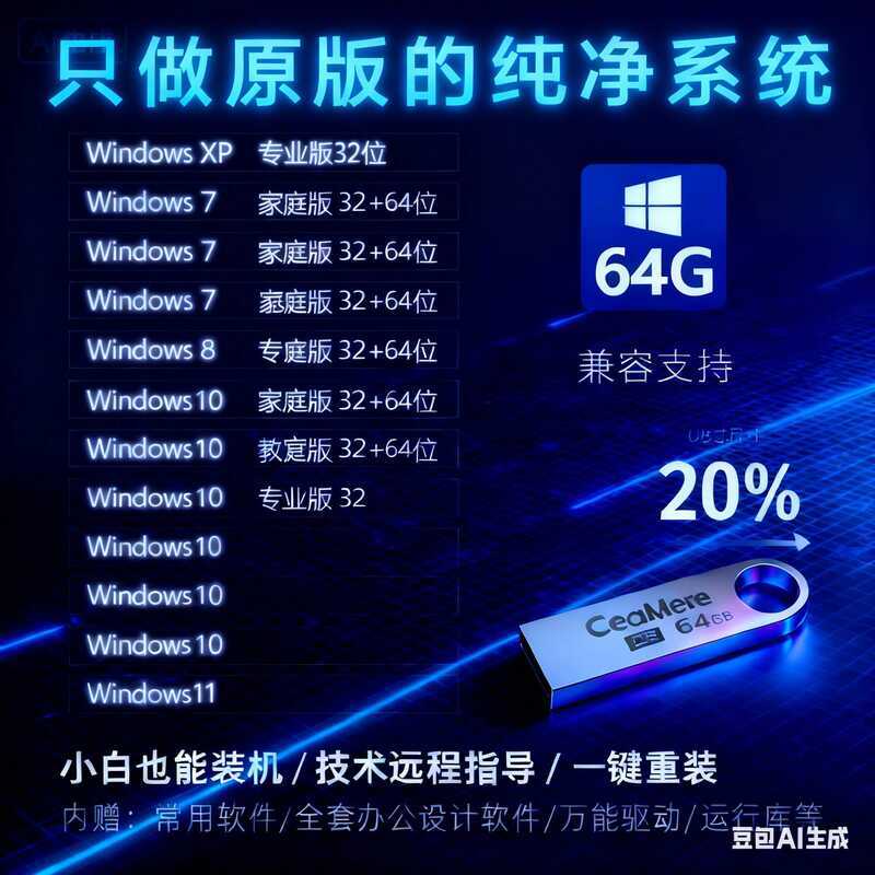 คอมพิวเตอร์ระบบของแท้ U Disk เครื่องติดตั้งแบบคลิกเดียว Win11/10/7 Professional Pure คอมพิวเตอร์ PE 