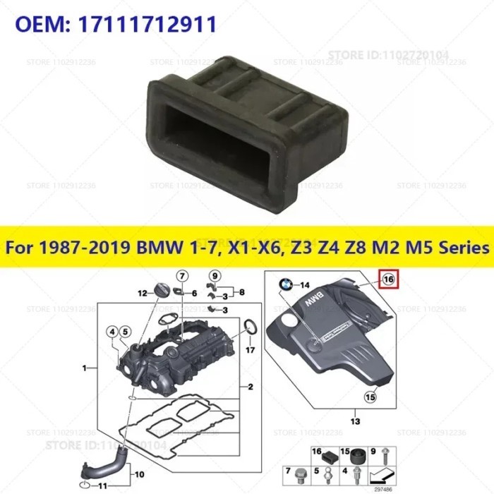 For 1987-2019 BMW 1 2 3 4 5 6 7 X1 X2 X3 X4 X5 X6 Z3 Z4 Z8 M2 M5 Series Rubber Engine Upper Radiato