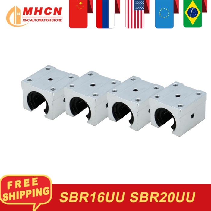 SBR10UU SBR12UU SBR16UU SBR20UU 4 pcs / bag Linear Support Rail Carriage Linear Guide Bearing Slide