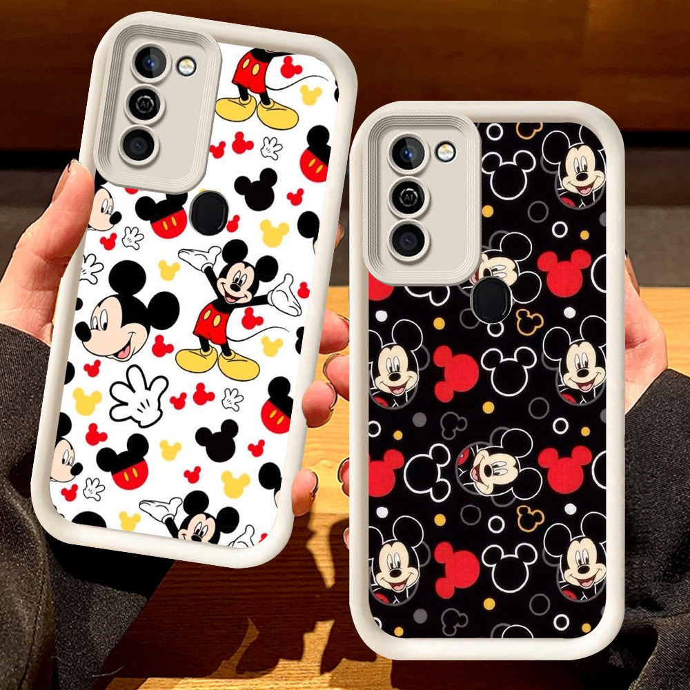 G-77 Mickey Casing สําหรับ Infinix HOT 11 10 12 Play สีดําและสีขาว